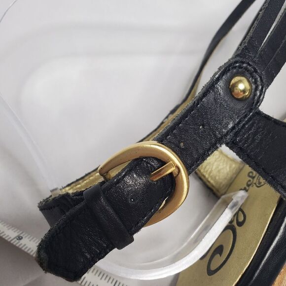 SEYCHELLES black heels leather peep toe ankle strap shoes 9 - Picture 10 of 11